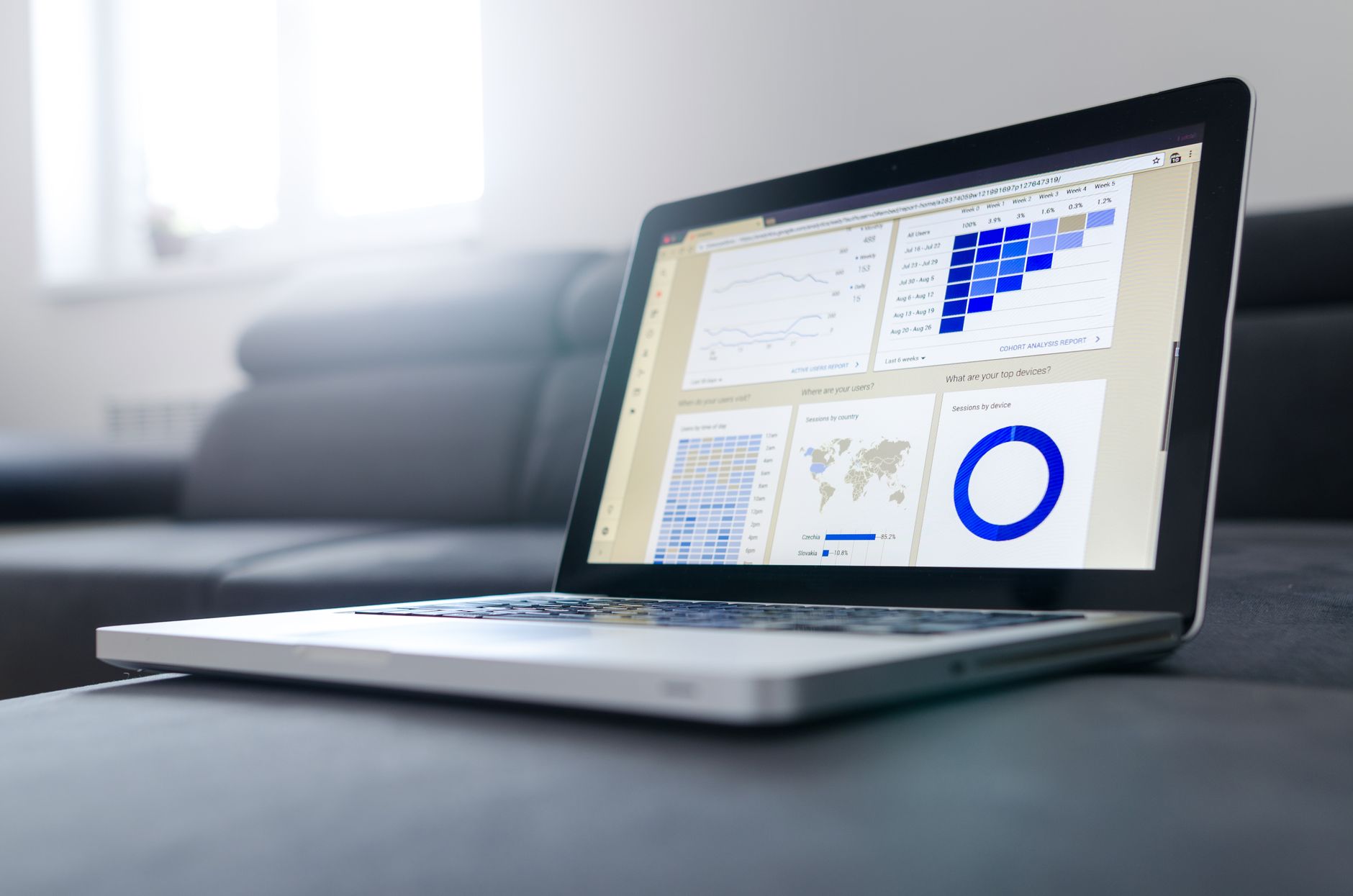 Security manager reviewing phishing benchmark statistics on a dashboard